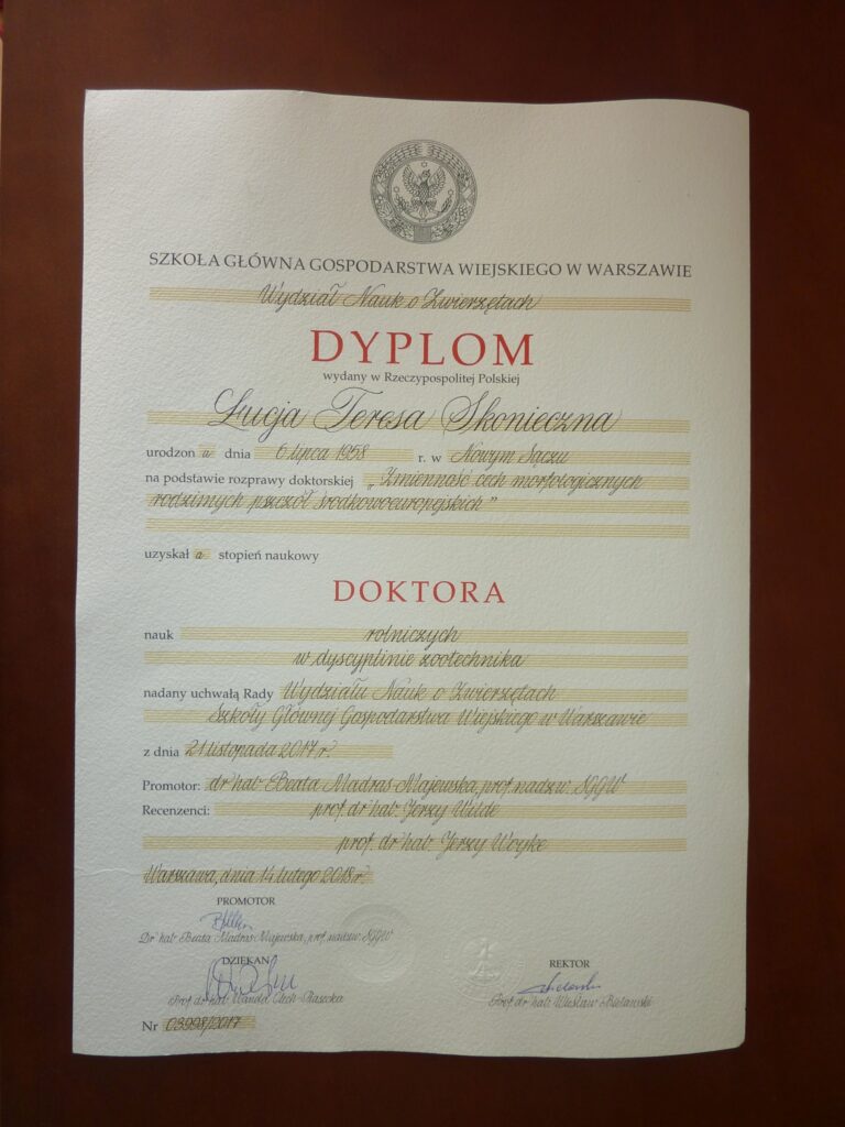 Dyplom doktora nauk rolniczych